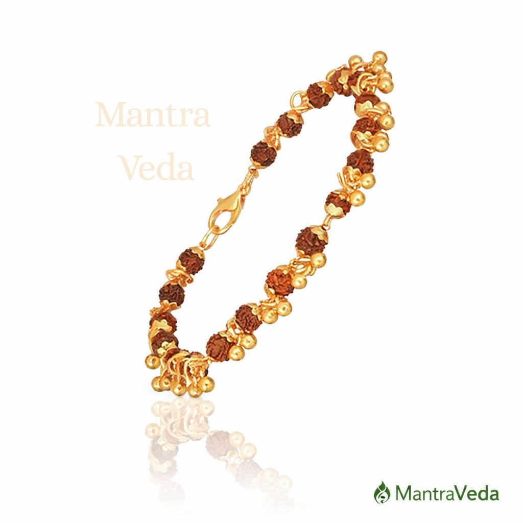 Gold Plated Elemental Rudraksha Bracelet For Women