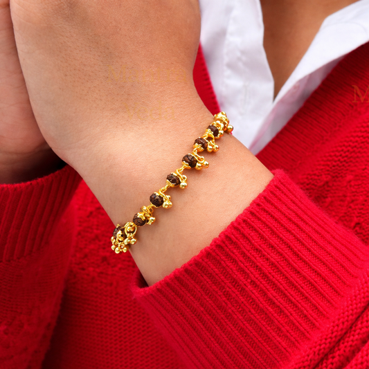 Gold Plated Elemental Rudraksha Bracelet For Women