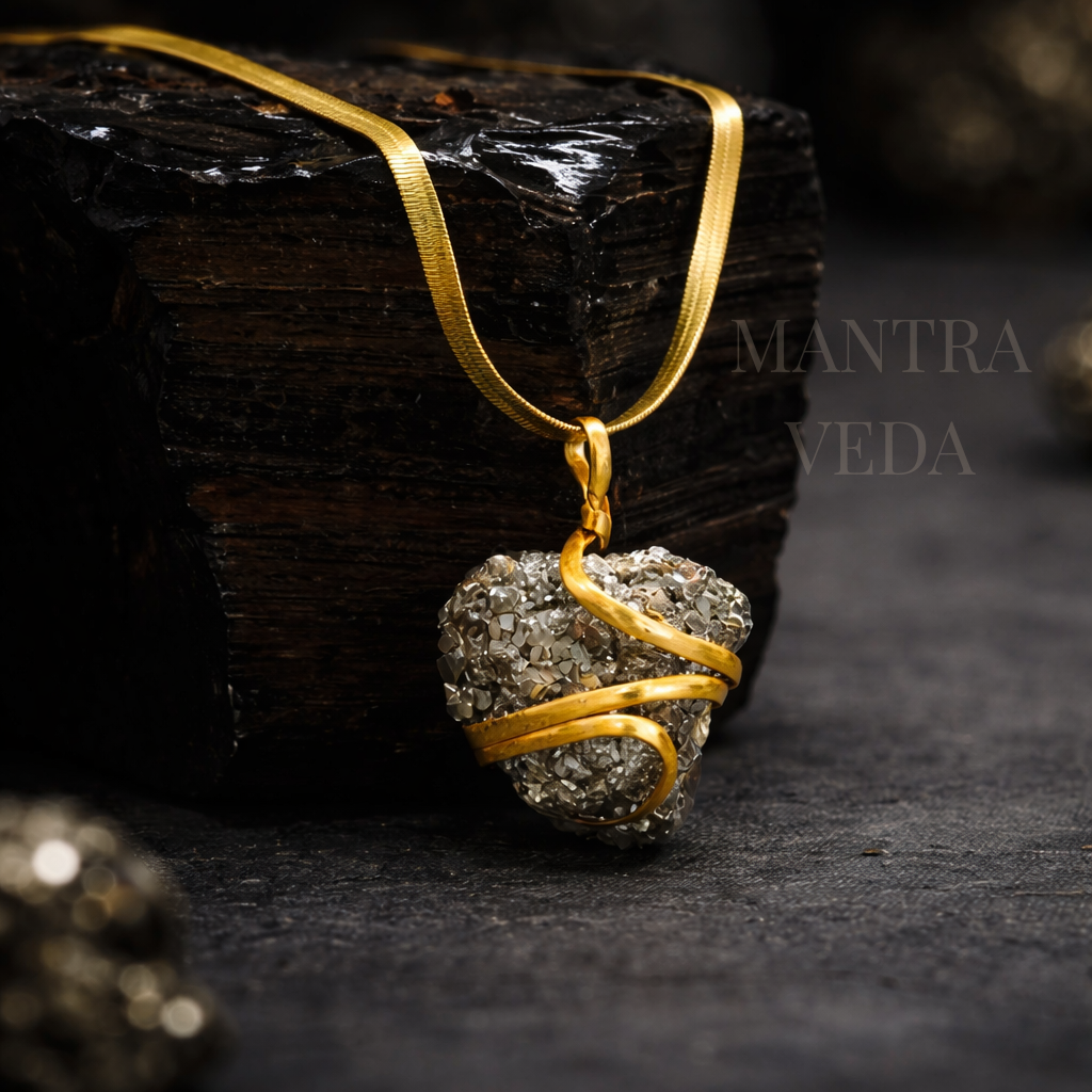 Gold Plated Raw Pyrite Stone Pendant