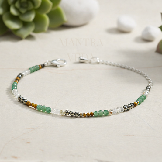 Money Magnet Anklet with Pyrite, Tiger Eye, Citrine & Aventurine Beads