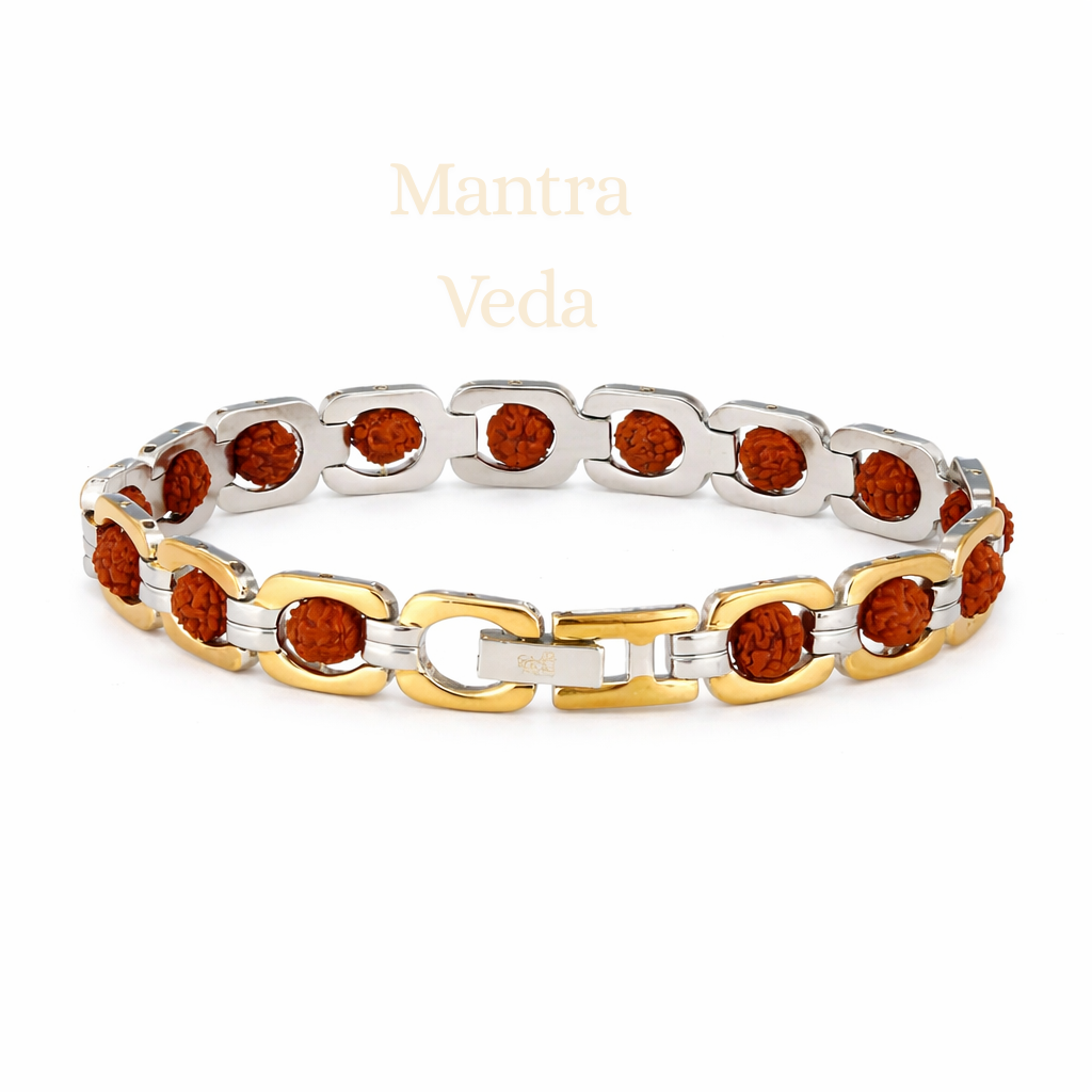 Gold Plated DuoTone Rudraksha Bracelet
