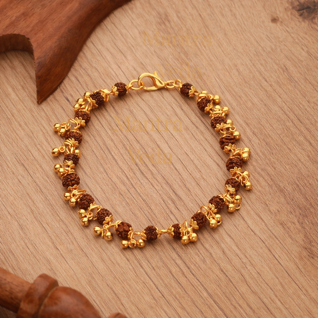 Gold Plated Elemental Rudraksha Bracelet For Women