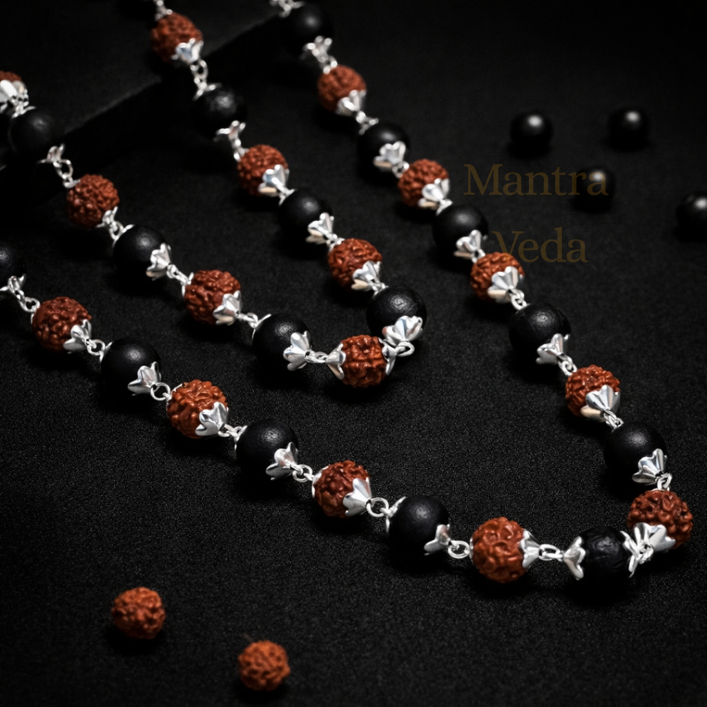 Silver Plated Divya Rudraksha Karungali Mala