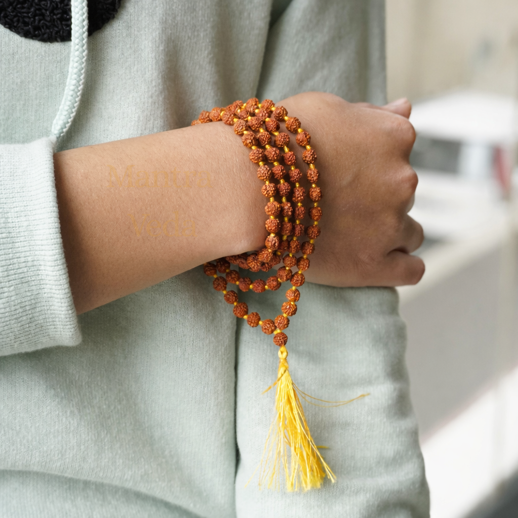 Brown Nanhe Rudraksha 108+1 Beads Mala for Kids
