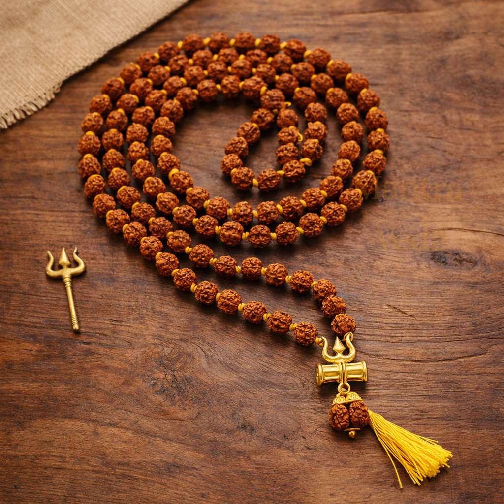 Brown Rudraksha Mala - 108+1 Beads