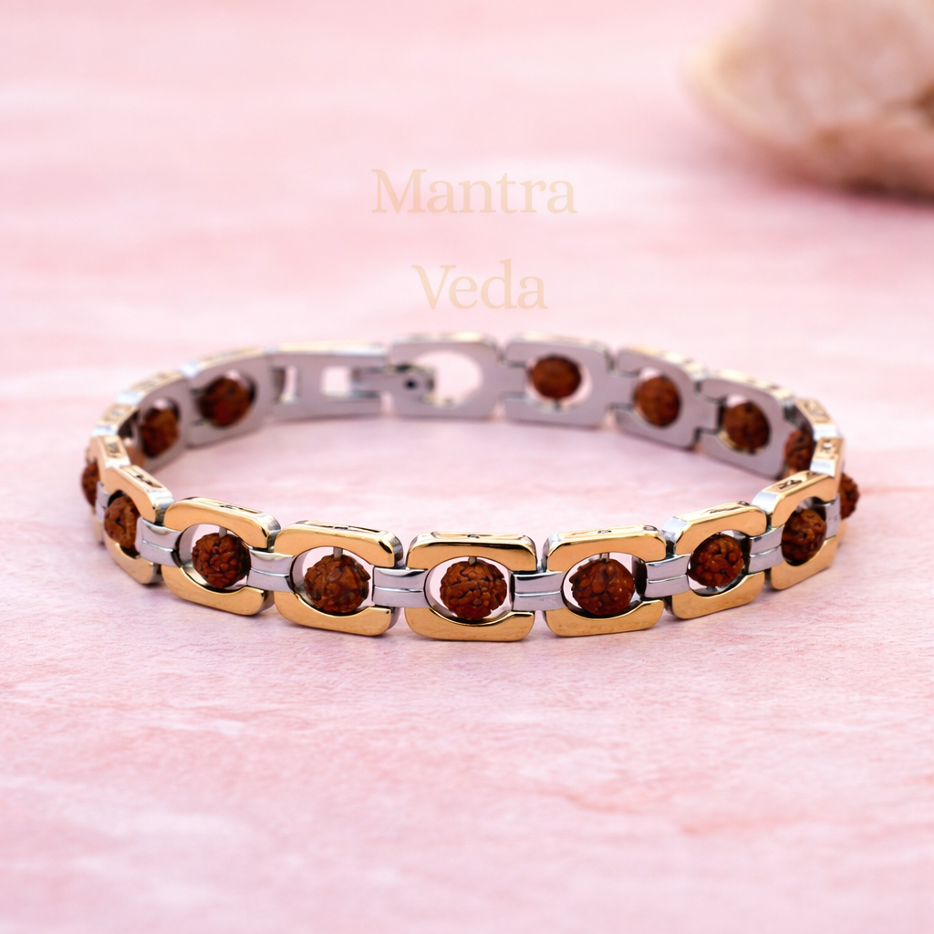 Gold Plated DuoTone Rudraksha Bracelet