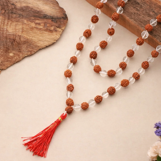 Sphatik and Rudraksha Mala - 108+1 Beads