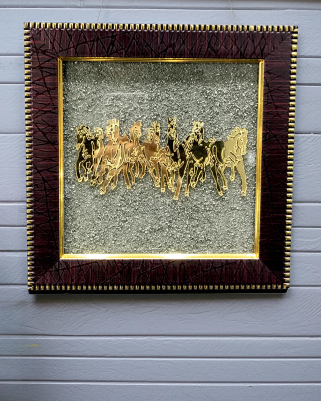 7 Horses on Raw Pyrite Frame