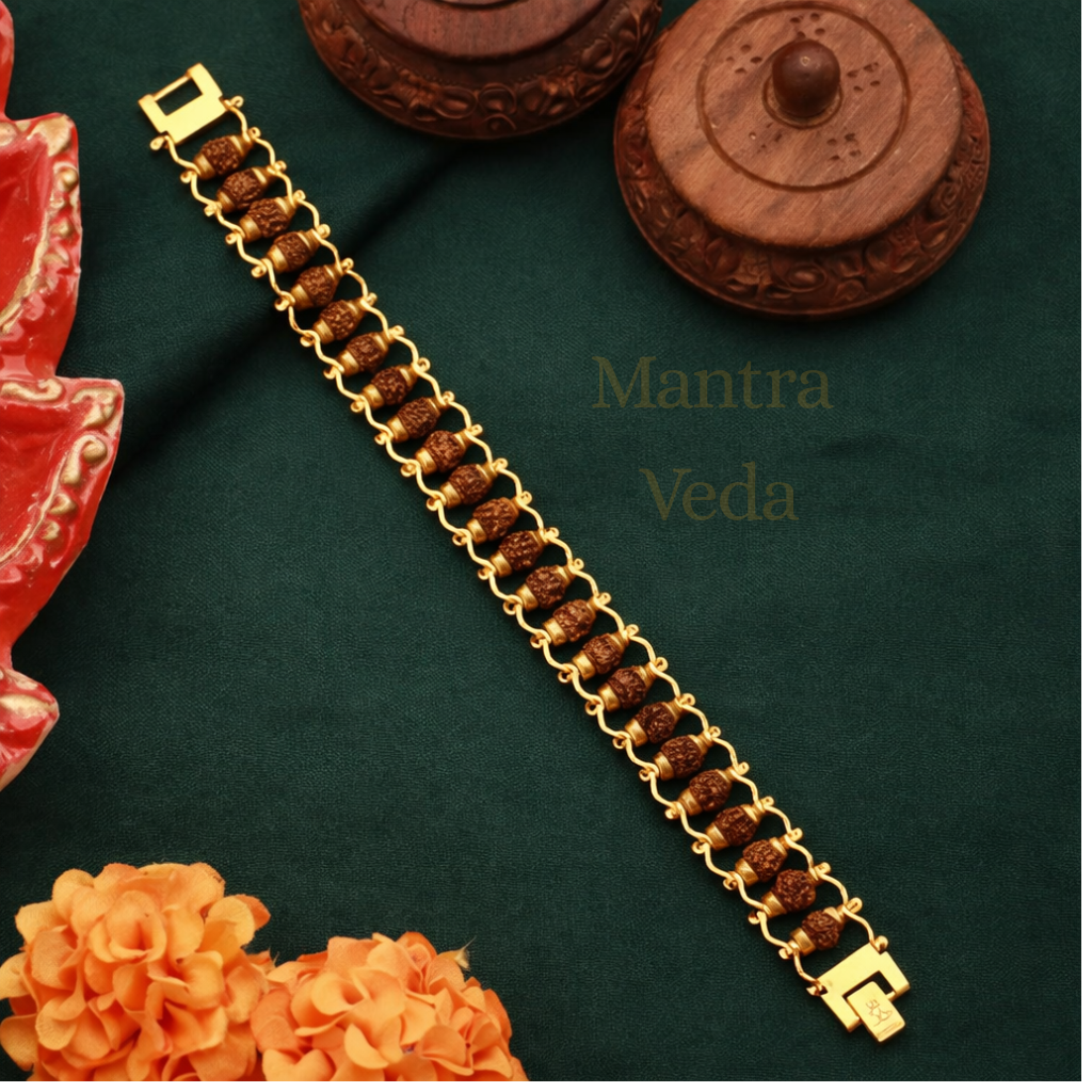 Gold Plated Modern Rudraksha Bracelet