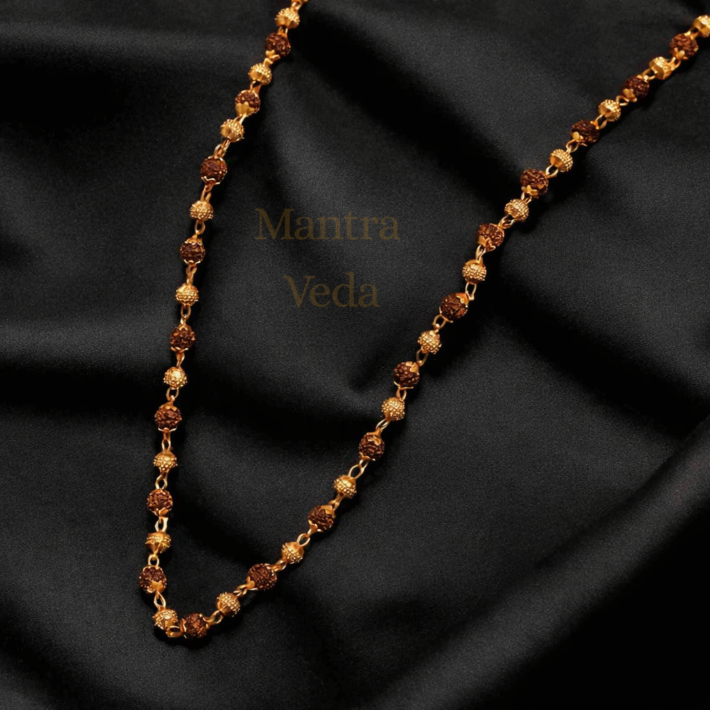 Gold Plated Divine Aura Rudraksha Mala for Women - 39 Beads