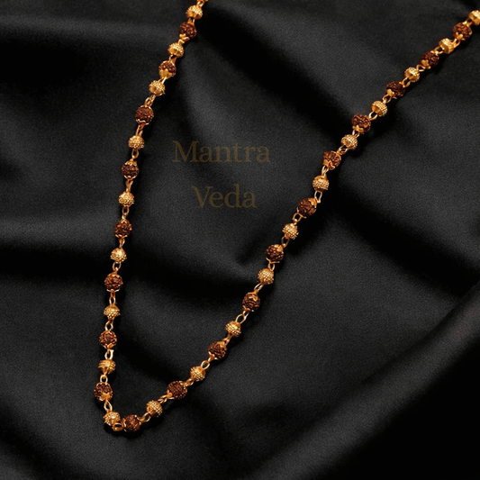 Gold Plated Divine Aura Rudraksha Mala for Women - 39 Beads